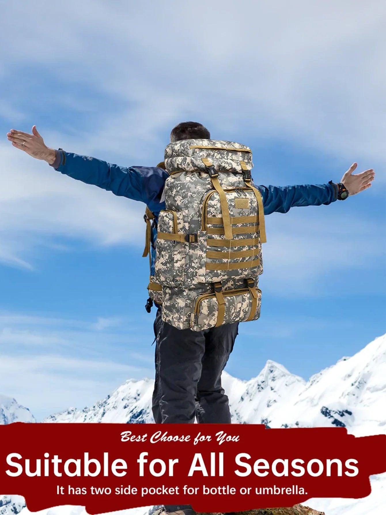 80L/100L Waterproof Tactical Mountaineering Backpack - Heavy Duty Hiking, Camping & Travel Rucksack