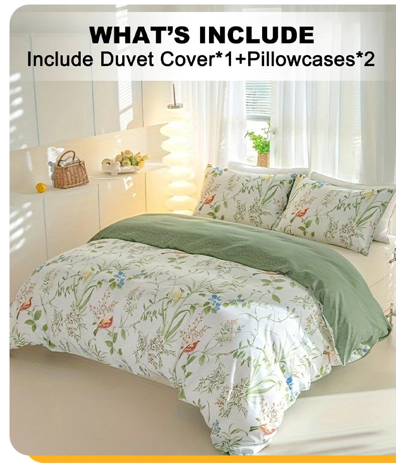 Leaf Floral Pattern Duvet Cover Set - Soft Skin-Friendly Bedding