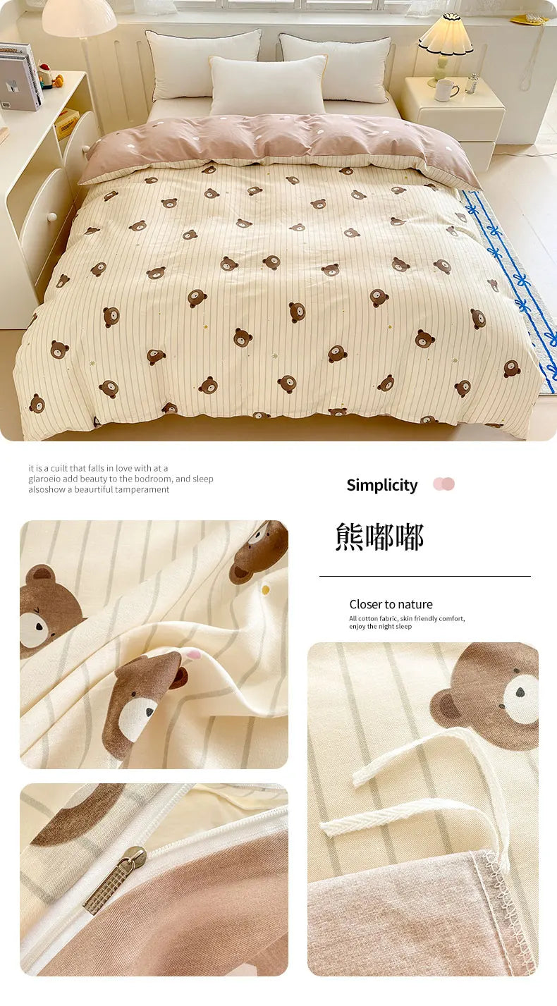 Premium 100% Cotton Floral Duvet Cover - Soft Twill Weave Flower Printed Single/Queen/King Quilt Cover
