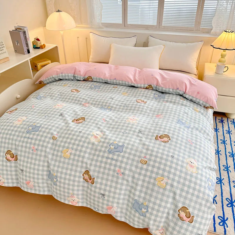 Premium 100% Cotton Floral Duvet Cover - Soft Twill Weave Flower Printed Single/Queen/King Quilt Cover