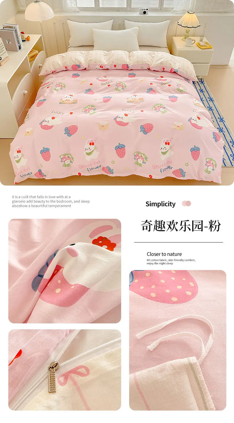 Premium 100% Cotton Floral Duvet Cover - Soft Twill Weave Flower Printed Single/Queen/King Quilt Cover