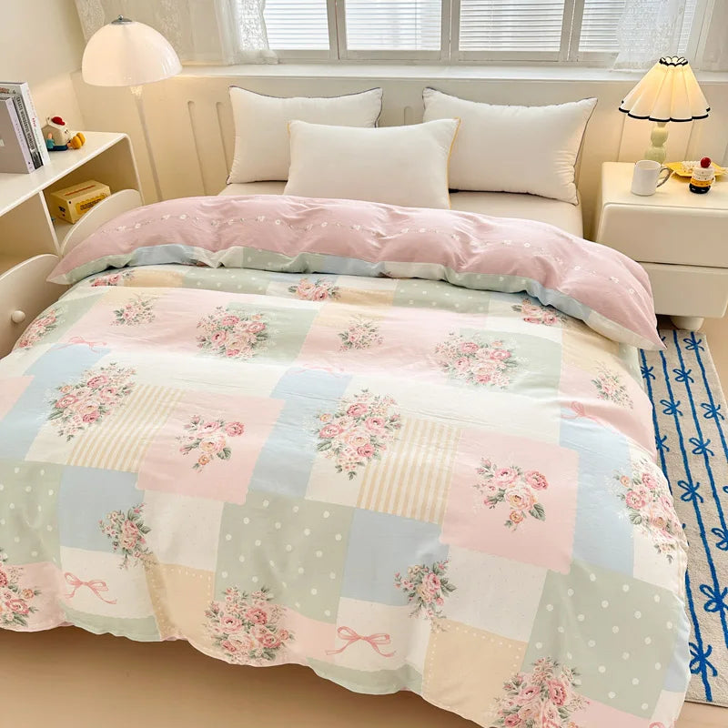 Premium 100% Cotton Floral Duvet Cover - Soft Twill Weave Flower Printed Single/Queen/King Quilt Cover