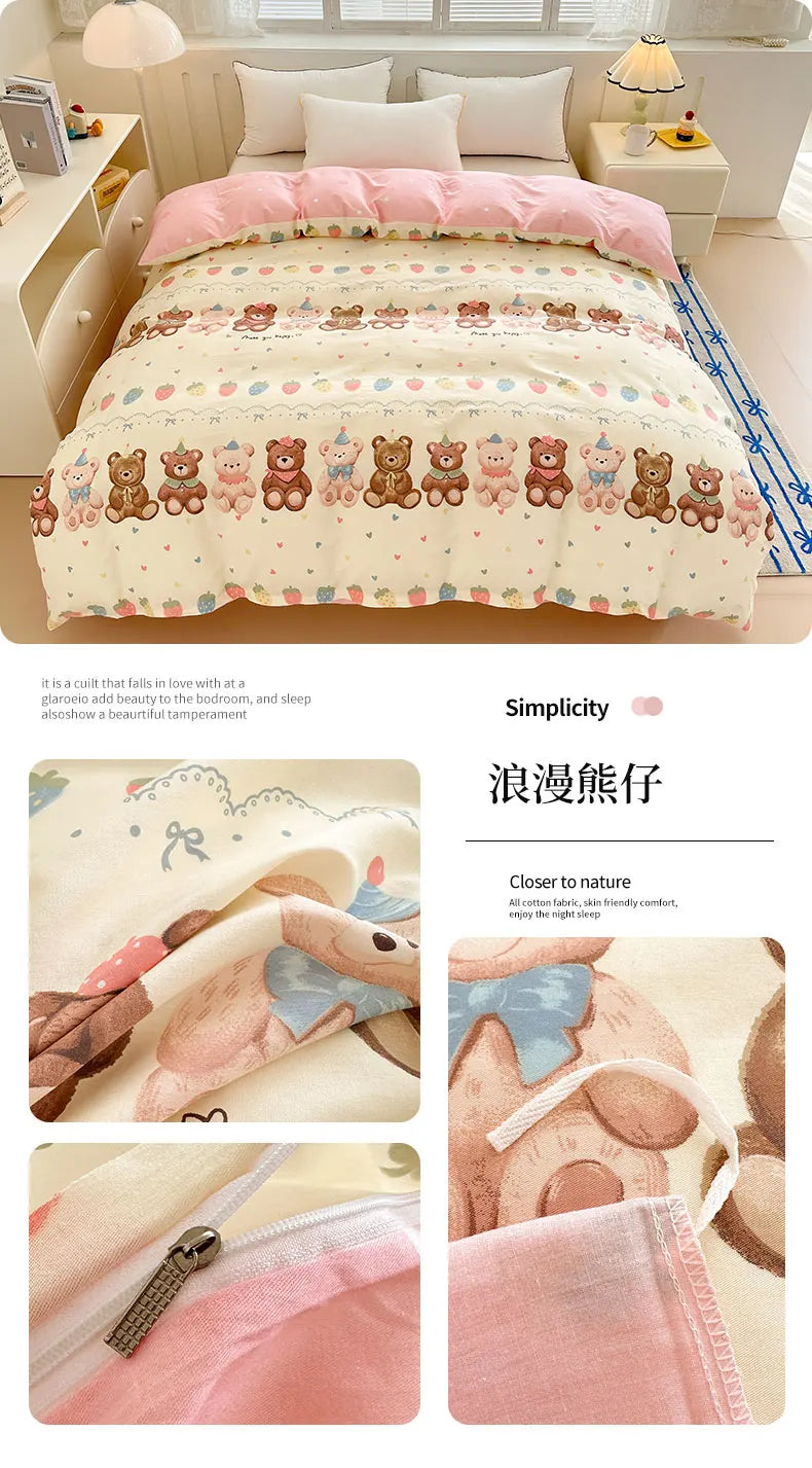 Premium 100% Cotton Floral Duvet Cover - Soft Twill Weave Flower Printed Single/Queen/King Quilt Cover