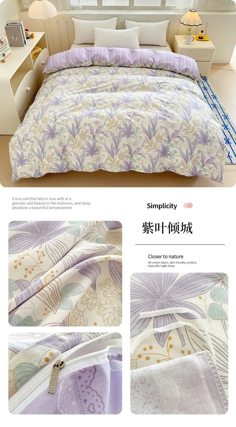 Premium 100% Cotton Floral Duvet Cover - Soft Twill Weave Flower Printed Single/Queen/King Quilt Cover