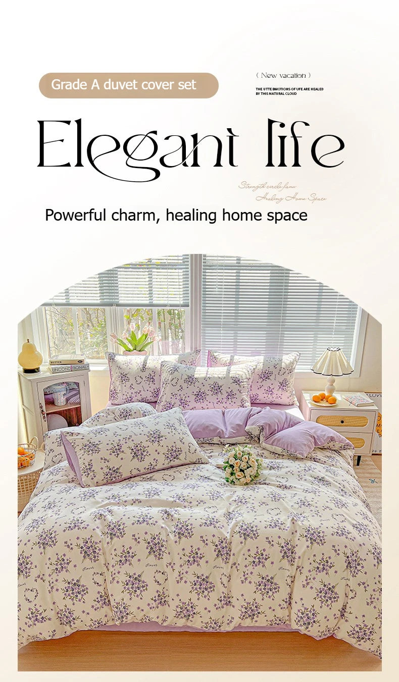 American Pastoral Floral Bedding Set - Soft Skin-Friendly Duvet Cover Set