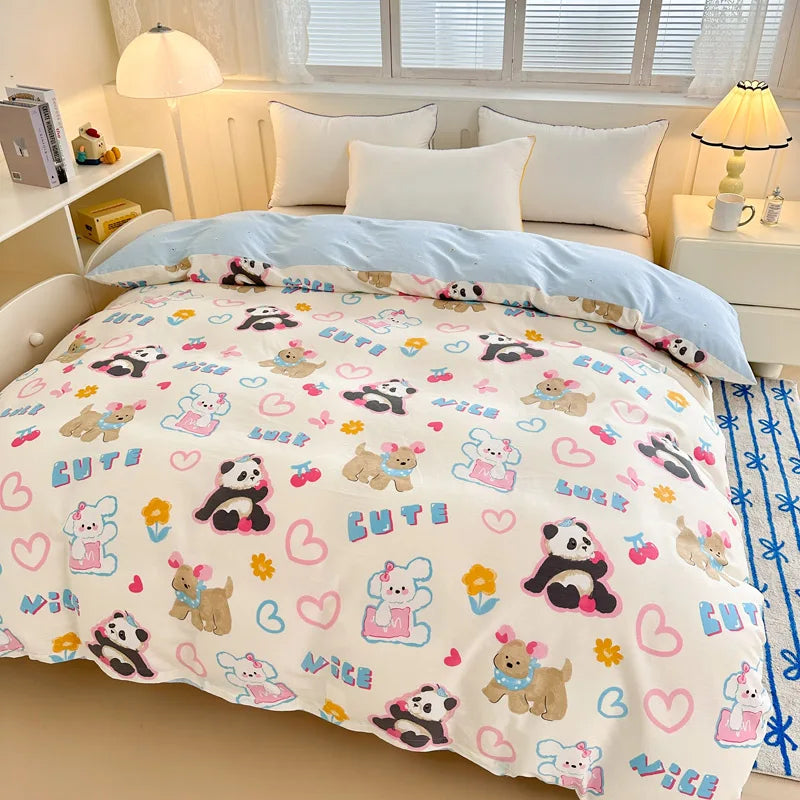 Premium 100% Cotton Floral Duvet Cover - Soft Twill Weave Flower Printed Single/Queen/King Quilt Cover