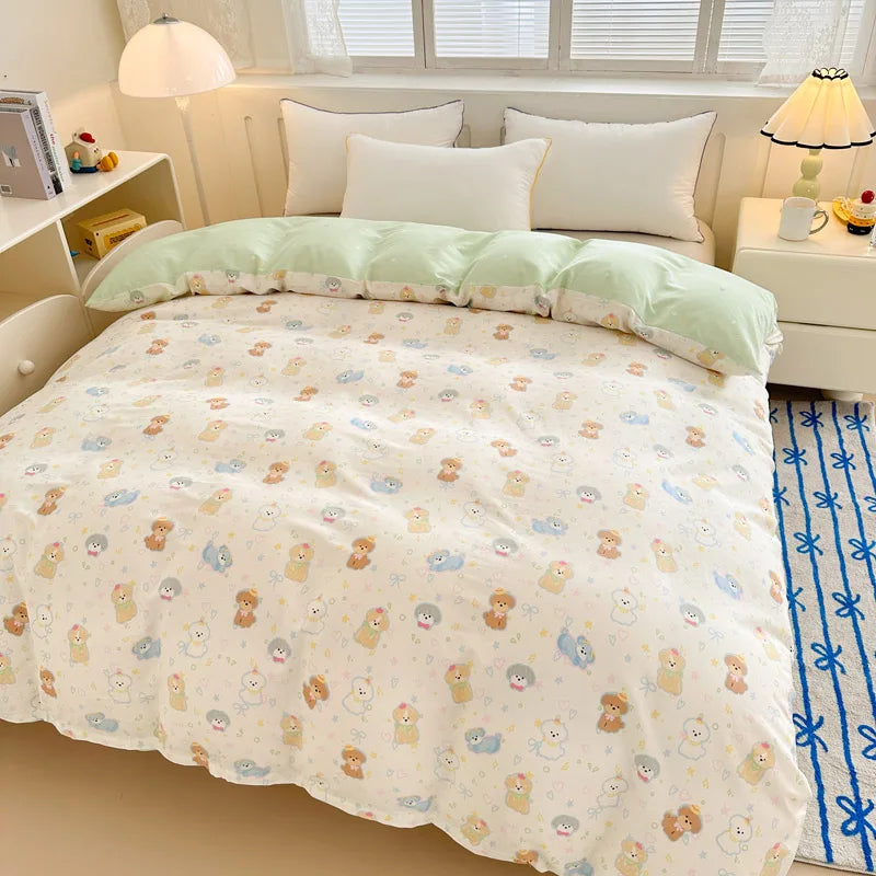 Premium 100% Cotton Floral Duvet Cover - Soft Twill Weave Flower Printed Single/Queen/King Quilt Cover