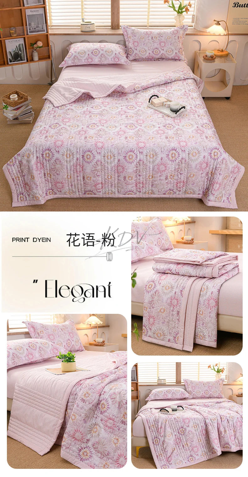 Floral Summer Cooling Quilt - Lightweight Breathable Bedding Set
