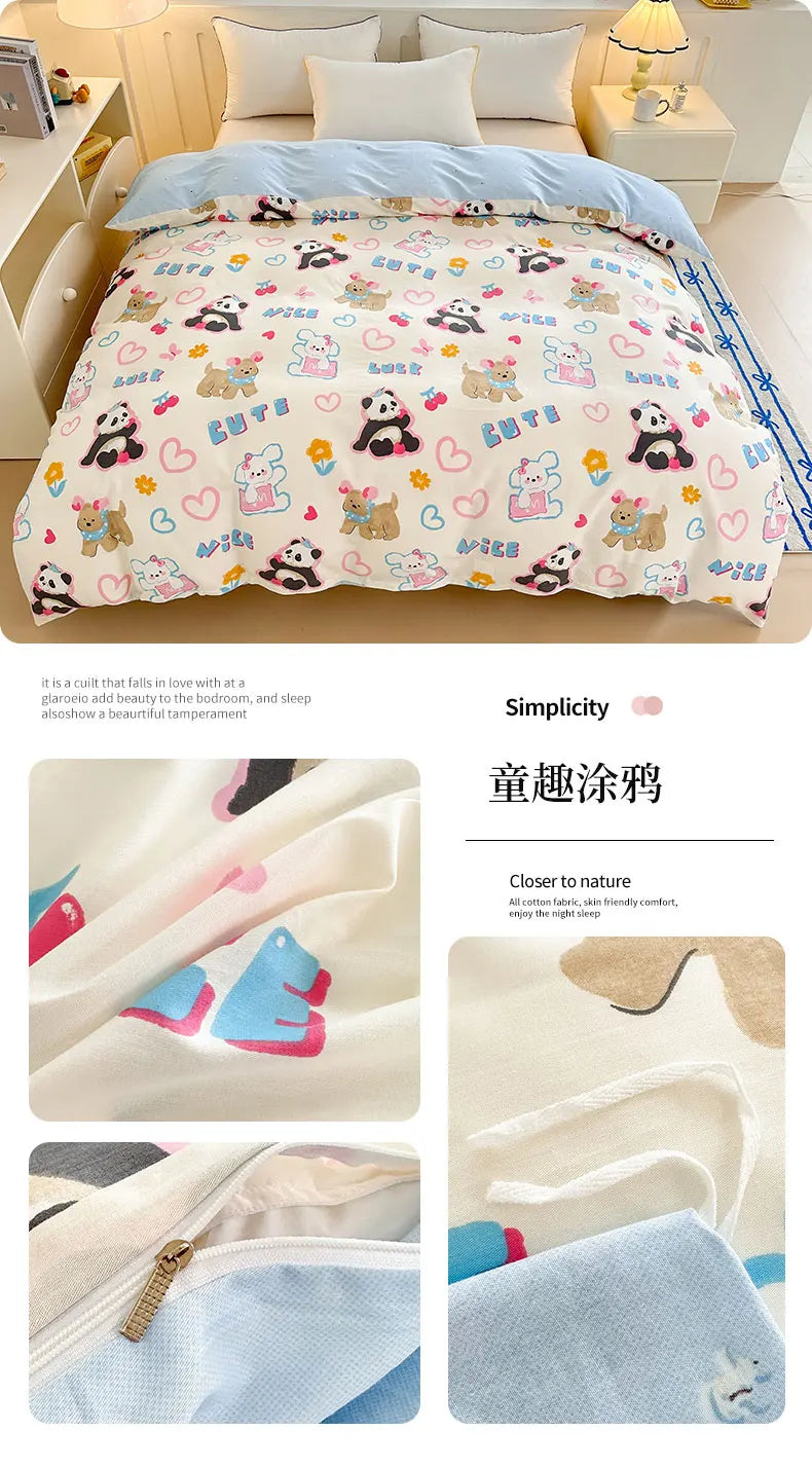 Premium 100% Cotton Floral Duvet Cover - Soft Twill Weave Flower Printed Single/Queen/King Quilt Cover