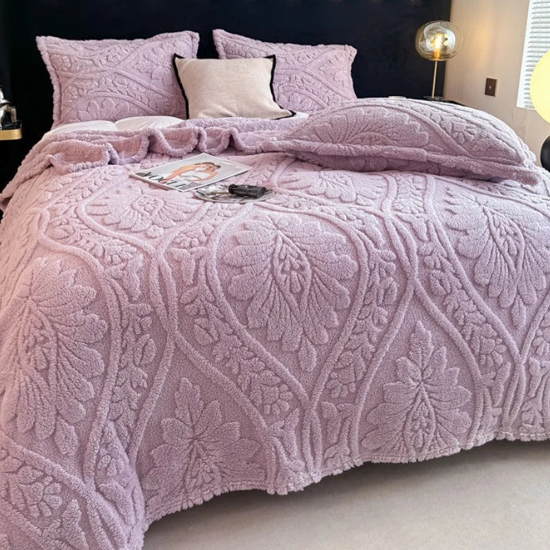 European Style 3D Floral Printed Blanket Adult Thick Coral Fleece Blanket in Winter Warm Easy To Maintain Air Conditioning Quilt