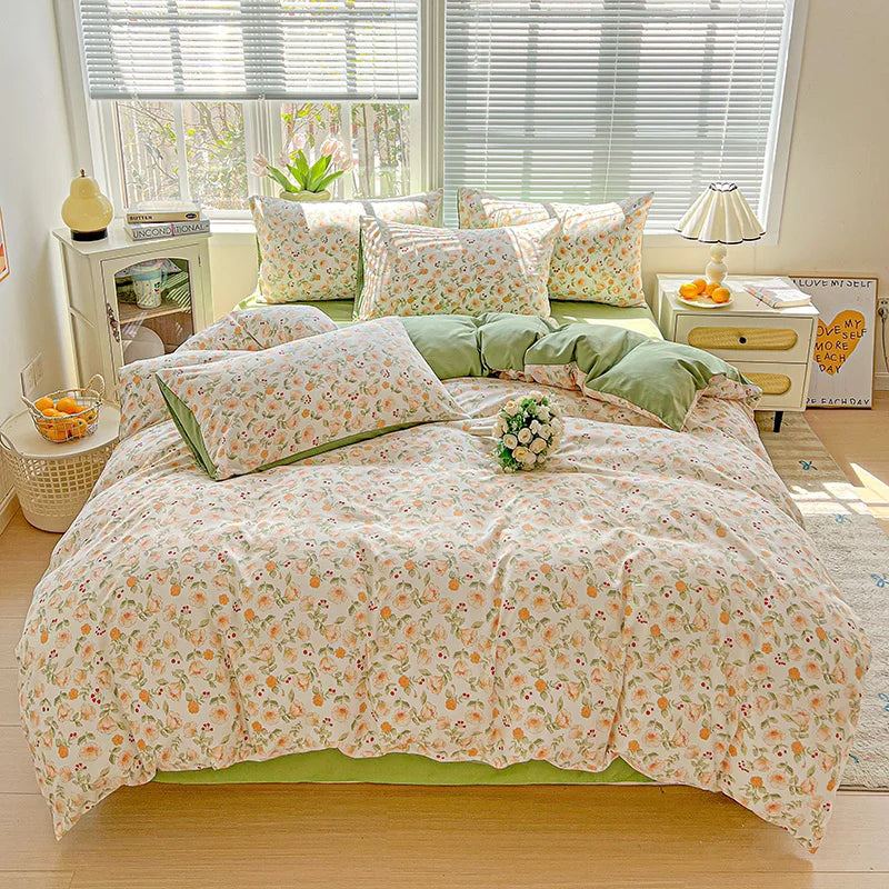 American Pastoral Floral Bedding Set - Soft Skin-Friendly Duvet Cover Set