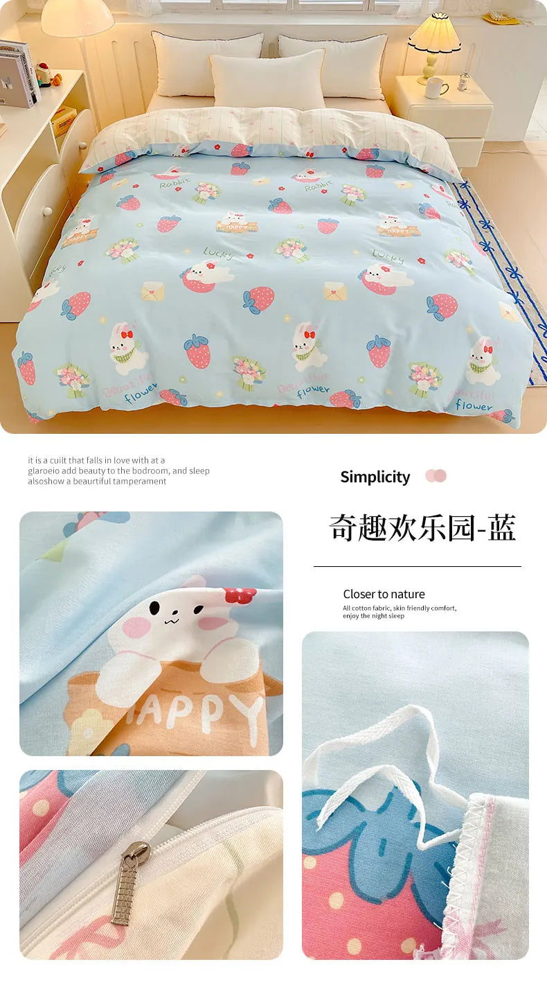 Premium 100% Cotton Floral Duvet Cover - Soft Twill Weave Flower Printed Single/Queen/King Quilt Cover