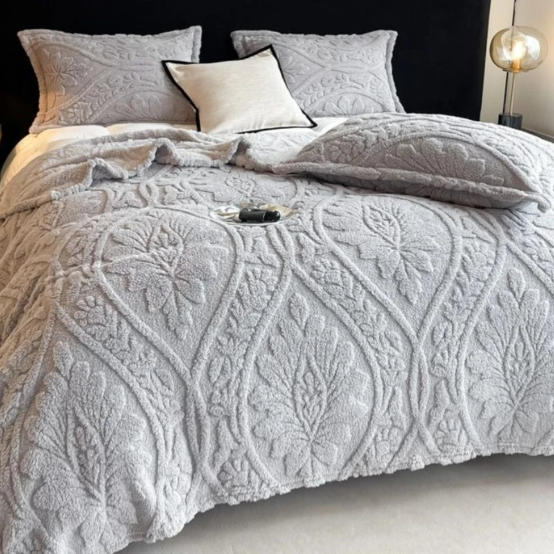 European Style 3D Floral Printed Blanket Adult Thick Coral Fleece Blanket in Winter Warm Easy To Maintain Air Conditioning Quilt
