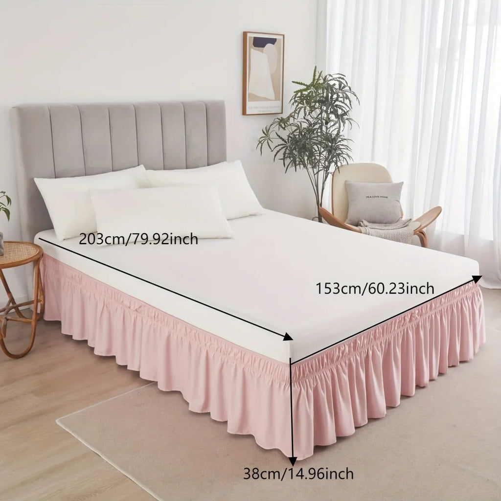 Adjustable Elastic Ruffle Bed Skirt - Ultra Soft Wrinkle-Resistant Bedspread