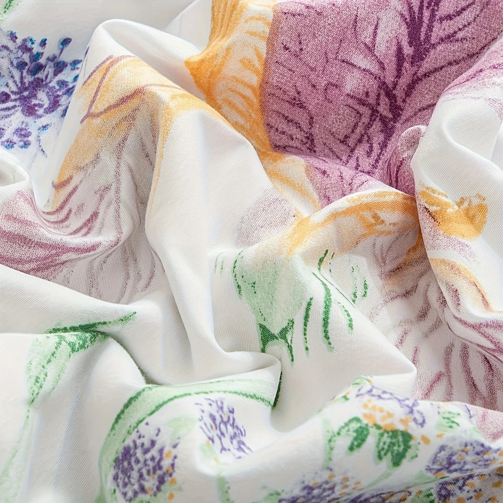 4-Piece Floral Print Bedding Set - Soft Microfiber Duvet Cover, Sheet & Pillowcases