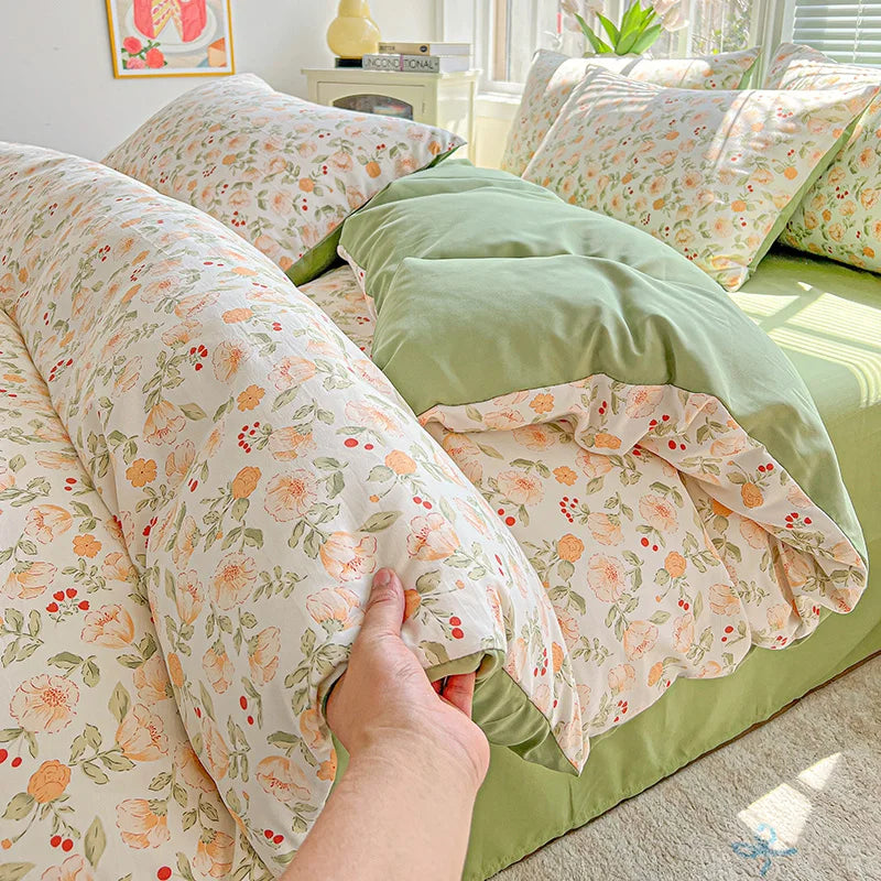 American Pastoral Floral Bedding Set - Soft Skin-Friendly Duvet Cover Set