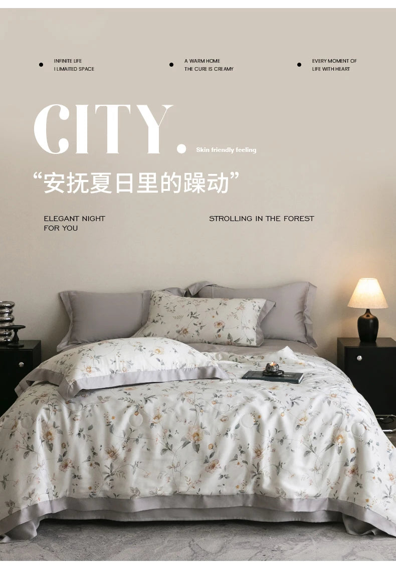 Premium Luxury Lyocell Summer Duvet Set - Ultra-Soft Breathable Cooling Blanket & Cool-Touch Bedding Sheet Set