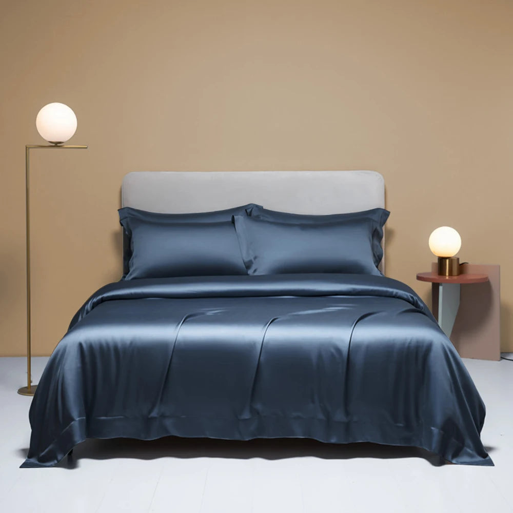 Plaid Silk Bedding Set - Modern Checkered Mulberry Bed Linen