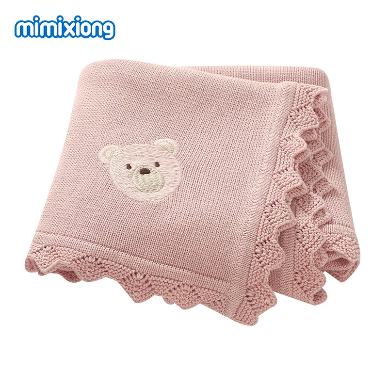 Floral Embroideried Baby Cotton Blankets Knitting Newborn 100*800cm Stroller Bedding Sleeping Covers Stuff Infant Receiving Mats