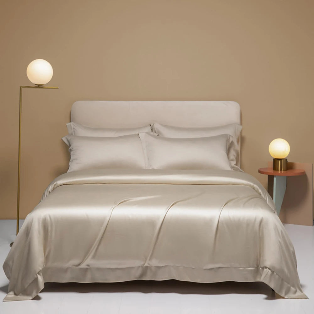 Plaid Silk Bedding Set - Modern Checkered Mulberry Bed Linen