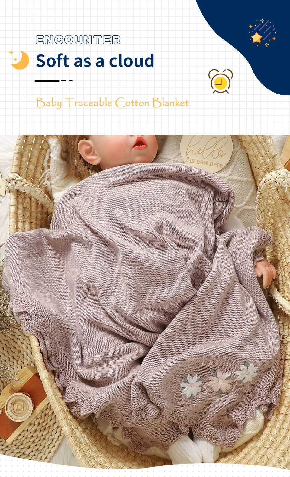 Floral Embroideried Baby Cotton Blankets Knitting Newborn 100*800cm Stroller Bedding Sleeping Covers Stuff Infant Receiving Mats