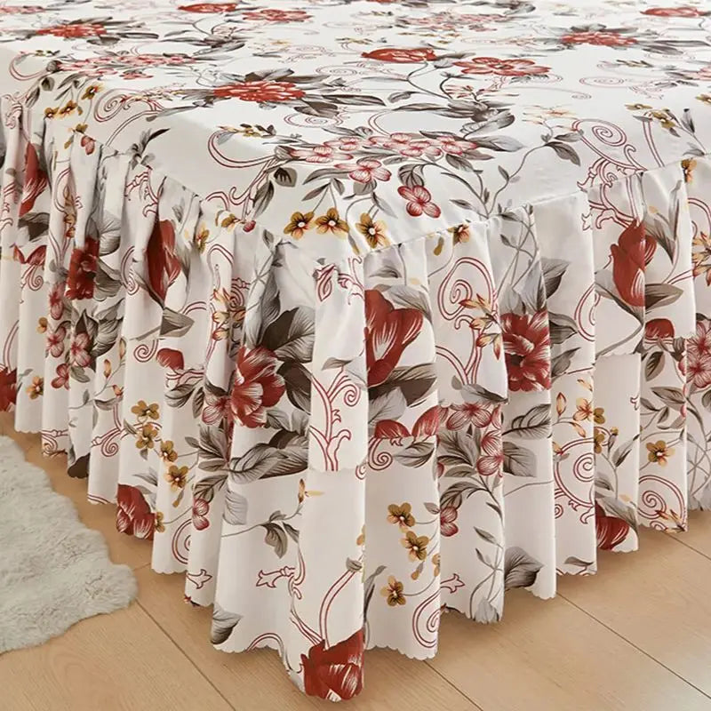 Floral Ruffle Bed Skirt Set - Soft Bedspread with Matching Pillowcases