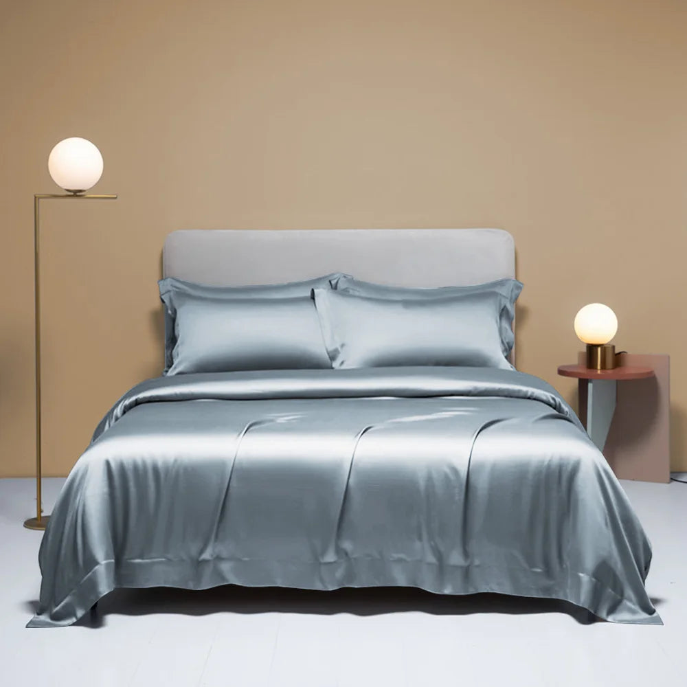 Plaid Silk Bedding Set - Modern Checkered Mulberry Bed Linen