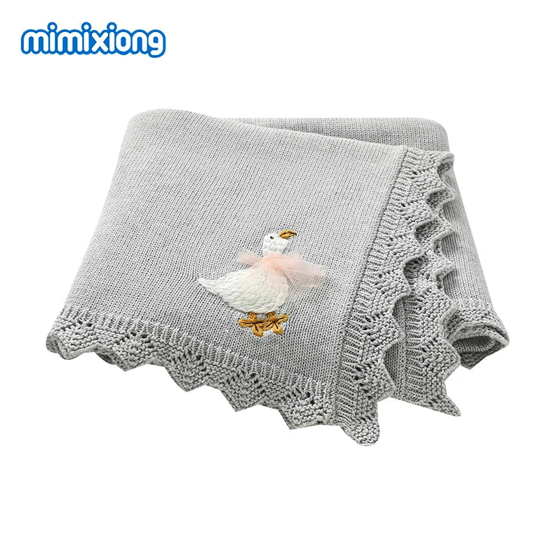 Floral Embroideried Baby Cotton Blankets Knitting Newborn 100*800cm Stroller Bedding Sleeping Covers Stuff Infant Receiving Mats
