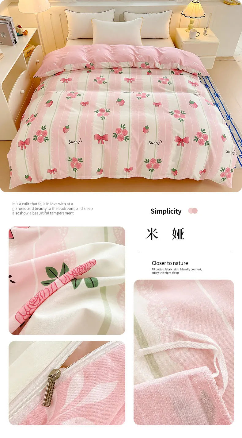 Premium 100% Cotton Floral Duvet Cover - Soft Twill Weave Flower Printed Single/Queen/King Quilt Cover