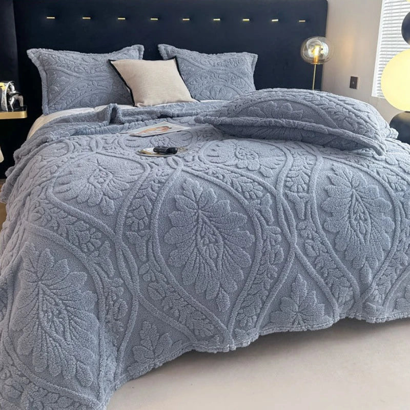 European Style 3D Floral Printed Blanket Adult Thick Coral Fleece Blanket in Winter Warm Easy To Maintain Air Conditioning Quilt