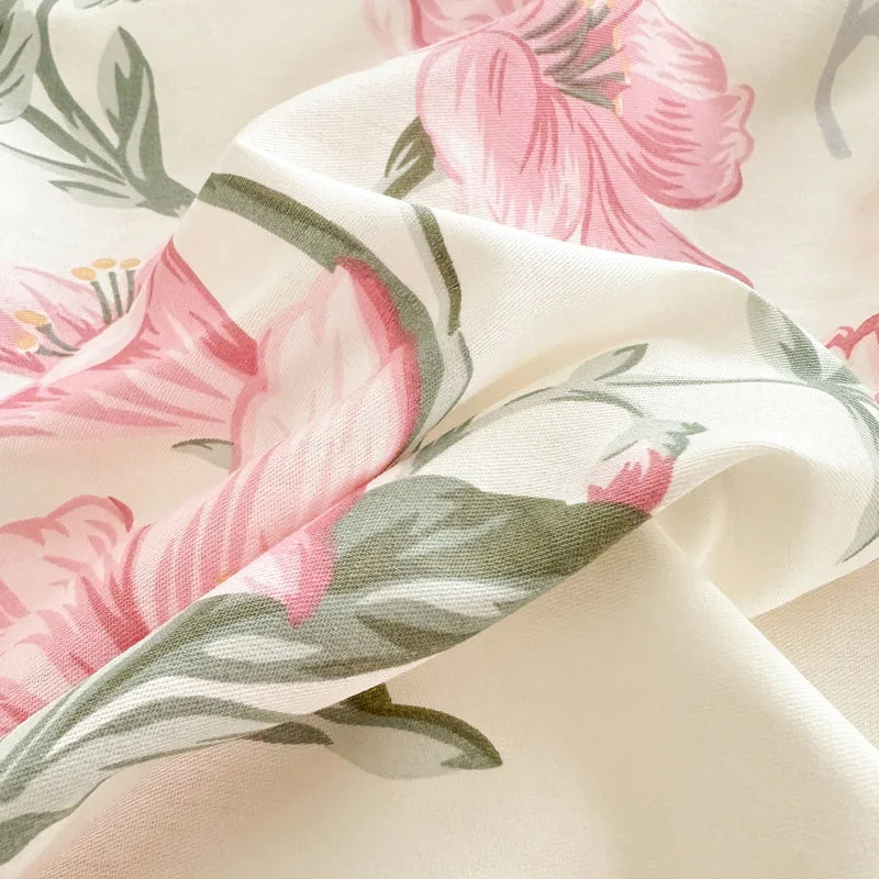 Premium 100% Cotton Floral Duvet Cover - Soft Twill Weave Flower Printed Single/Queen/King Quilt Cover