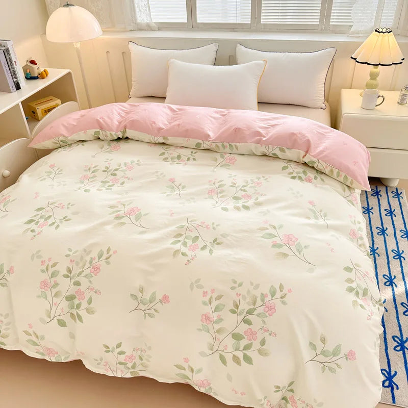 Premium 100% Cotton Floral Duvet Cover - Soft Twill Weave Flower Printed Single/Queen/King Quilt Cover