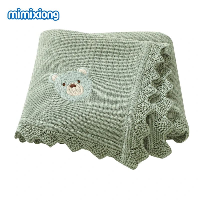 Floral Embroideried Baby Cotton Blankets Knitting Newborn 100*800cm Stroller Bedding Sleeping Covers Stuff Infant Receiving Mats