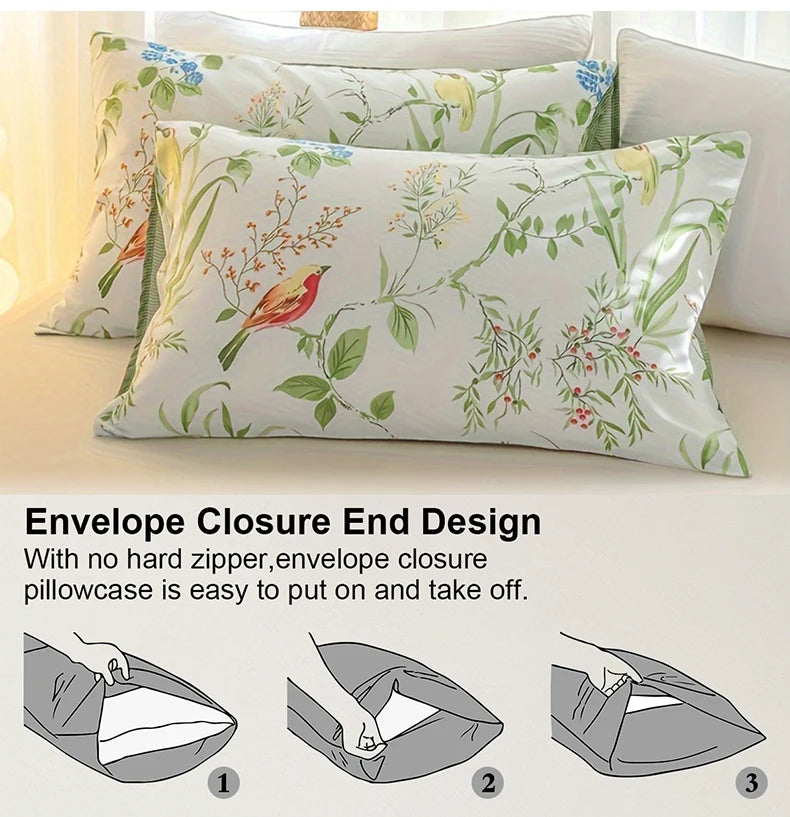 Leaf Floral Pattern Duvet Cover Set - Soft Skin-Friendly Bedding
