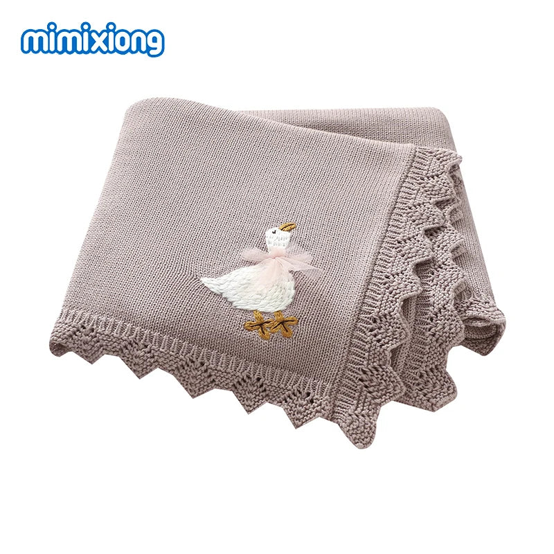Floral Embroideried Baby Cotton Blankets Knitting Newborn 100*800cm Stroller Bedding Sleeping Covers Stuff Infant Receiving Mats