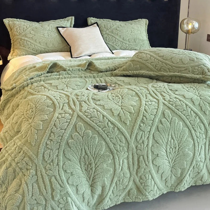 European Style 3D Floral Printed Blanket Adult Thick Coral Fleece Blanket in Winter Warm Easy To Maintain Air Conditioning Quilt