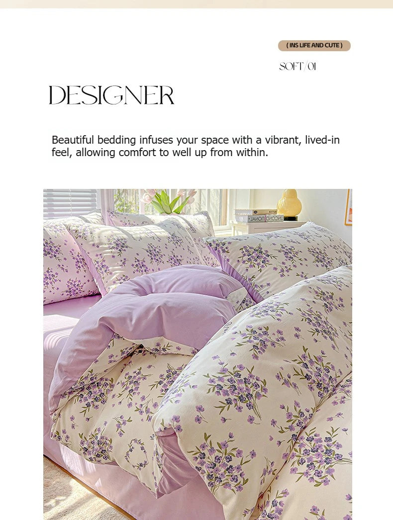 American Pastoral Floral Bedding Set - Soft Skin-Friendly Duvet Cover Set