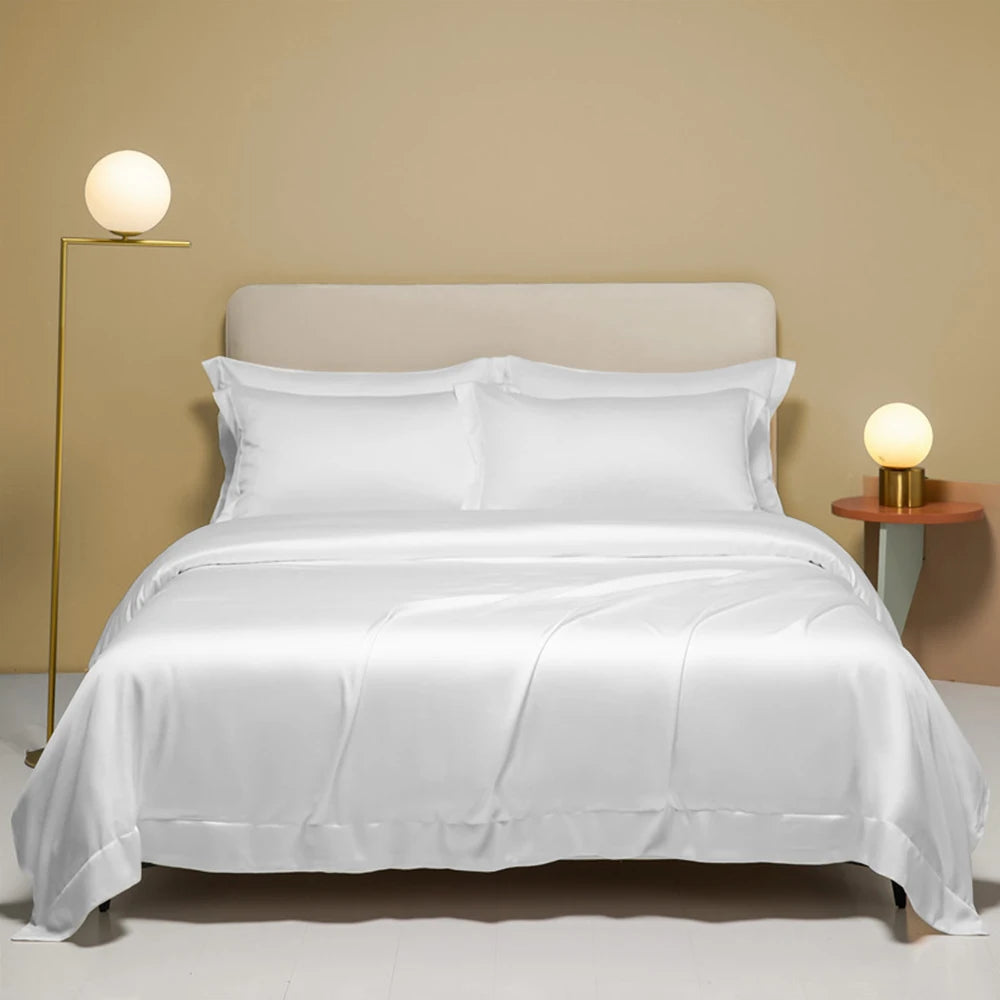 Plaid Silk Bedding Set - Modern Checkered Mulberry Bed Linen