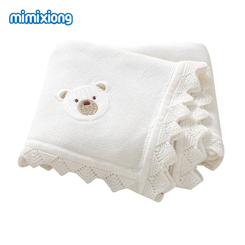 Floral Embroideried Baby Cotton Blankets Knitting Newborn 100*800cm Stroller Bedding Sleeping Covers Stuff Infant Receiving Mats