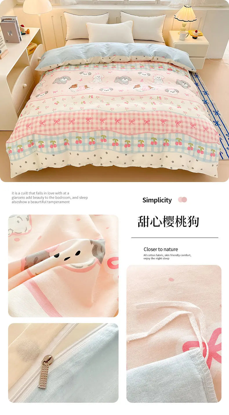 Premium 100% Cotton Floral Duvet Cover - Soft Twill Weave Flower Printed Single/Queen/King Quilt Cover