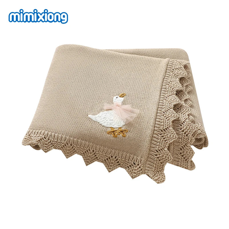 Floral Embroideried Baby Cotton Blankets Knitting Newborn 100*800cm Stroller Bedding Sleeping Covers Stuff Infant Receiving Mats