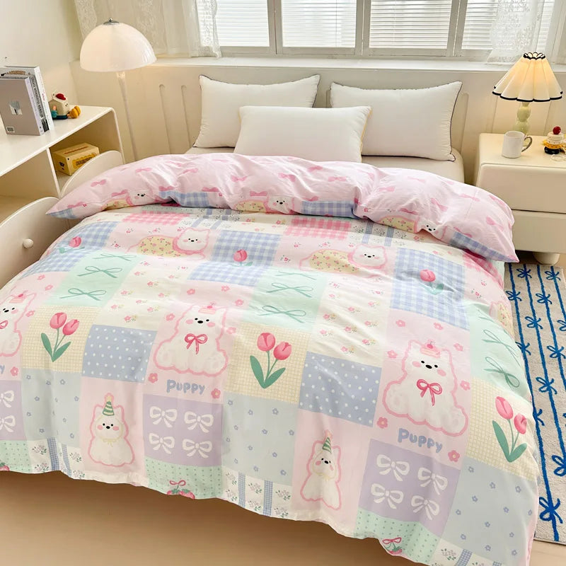 Premium 100% Cotton Floral Duvet Cover - Soft Twill Weave Flower Printed Single/Queen/King Quilt Cover