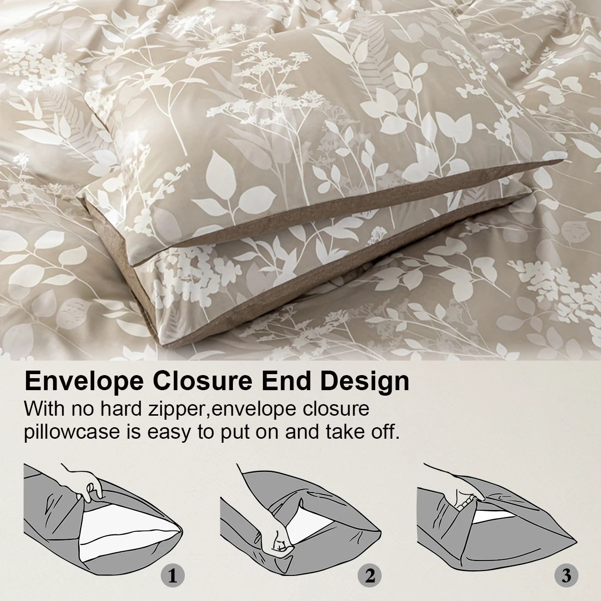 Leaf Floral Pattern Duvet Cover Set - Soft Skin-Friendly Bedding