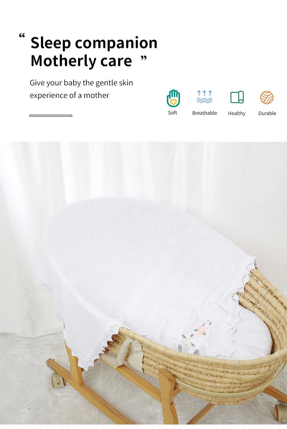 Floral Embroideried Baby Cotton Blankets Knitting Newborn 100*800cm Stroller Bedding Sleeping Covers Stuff Infant Receiving Mats