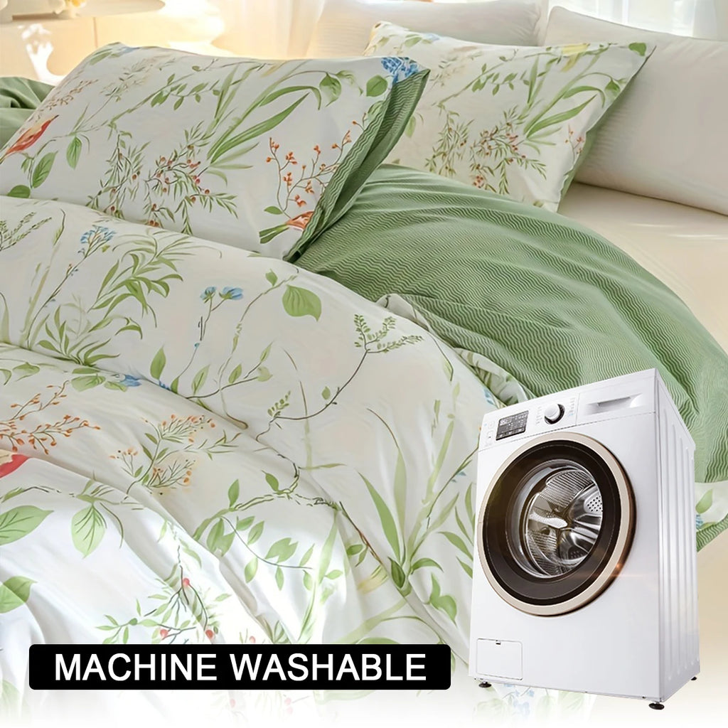 Leaf Floral Pattern Duvet Cover Set - Soft Skin-Friendly Bedding