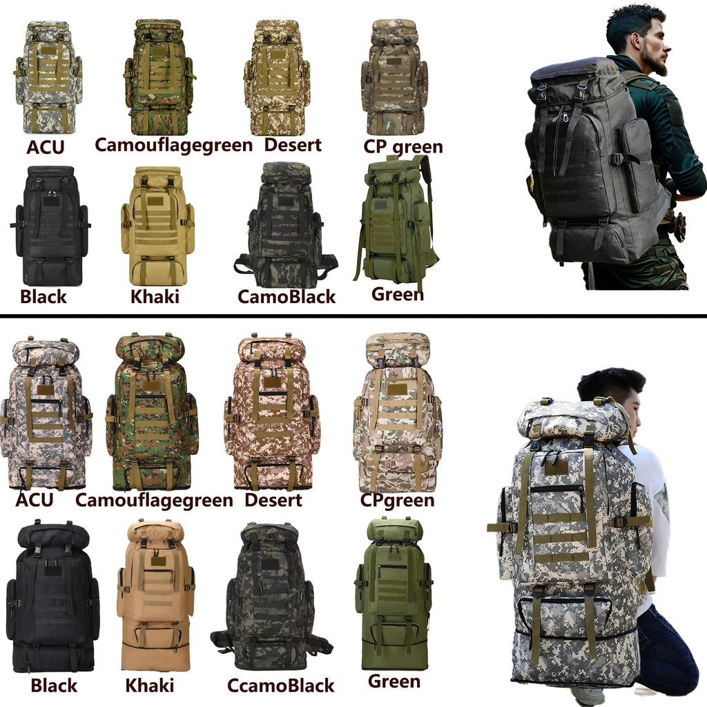 80L/100L Waterproof Tactical Mountaineering Backpack - Heavy Duty Hiking, Camping & Travel Rucksack