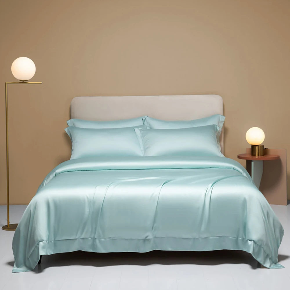Plaid Silk Bedding Set - Modern Checkered Mulberry Bed Linen