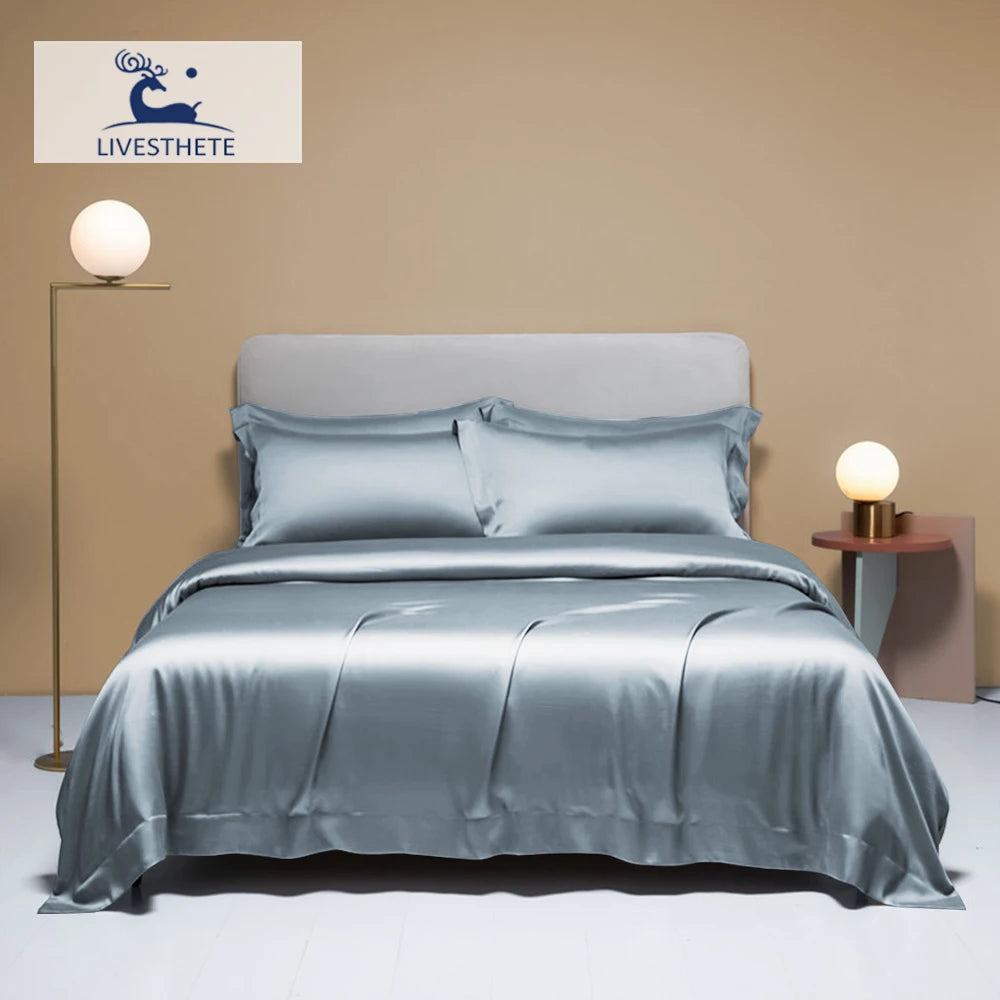 Plaid Silk Bedding Set - Modern Checkered Mulberry Bed Linen