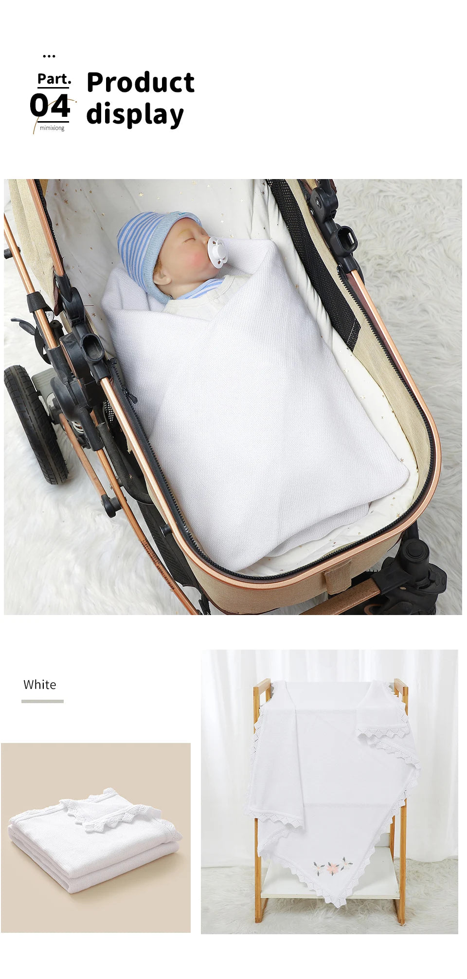 Floral Embroideried Baby Cotton Blankets Knitting Newborn 100*800cm Stroller Bedding Sleeping Covers Stuff Infant Receiving Mats