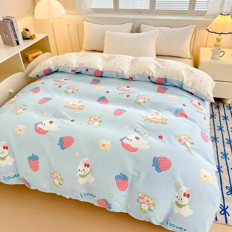 Premium 100% Cotton Floral Duvet Cover - Soft Twill Weave Flower Printed Single/Queen/King Quilt Cover